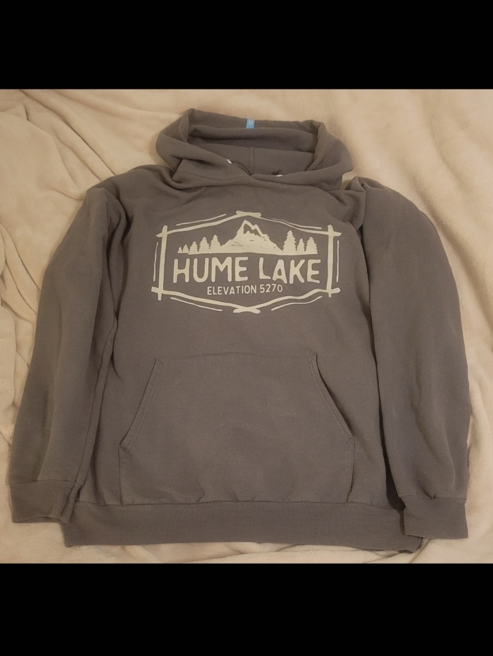 Men’s Hume Lake California Pullover Hoodie Gray Graphic Sweatshirt XL